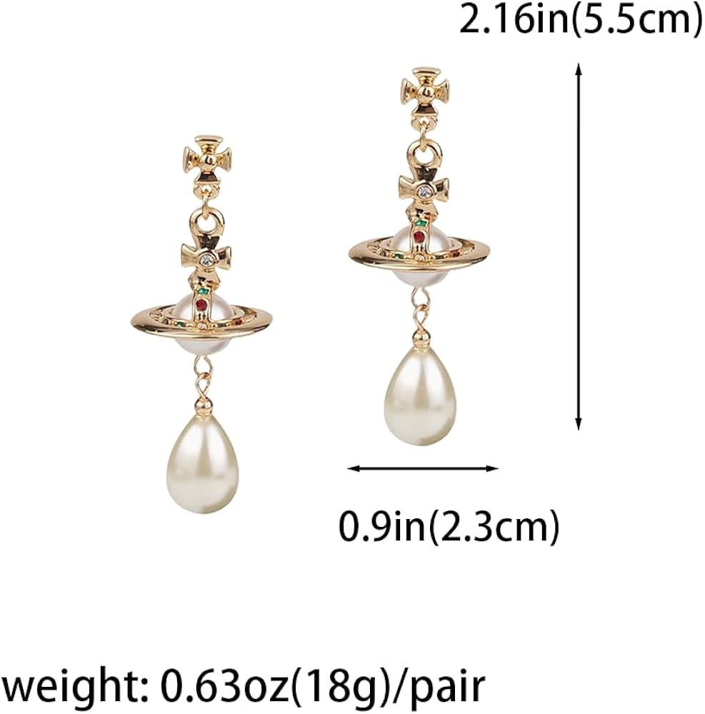 Amazon.com: ZHOUMEIWENSP Silver Saturn NANA Earrings Planet Dangle